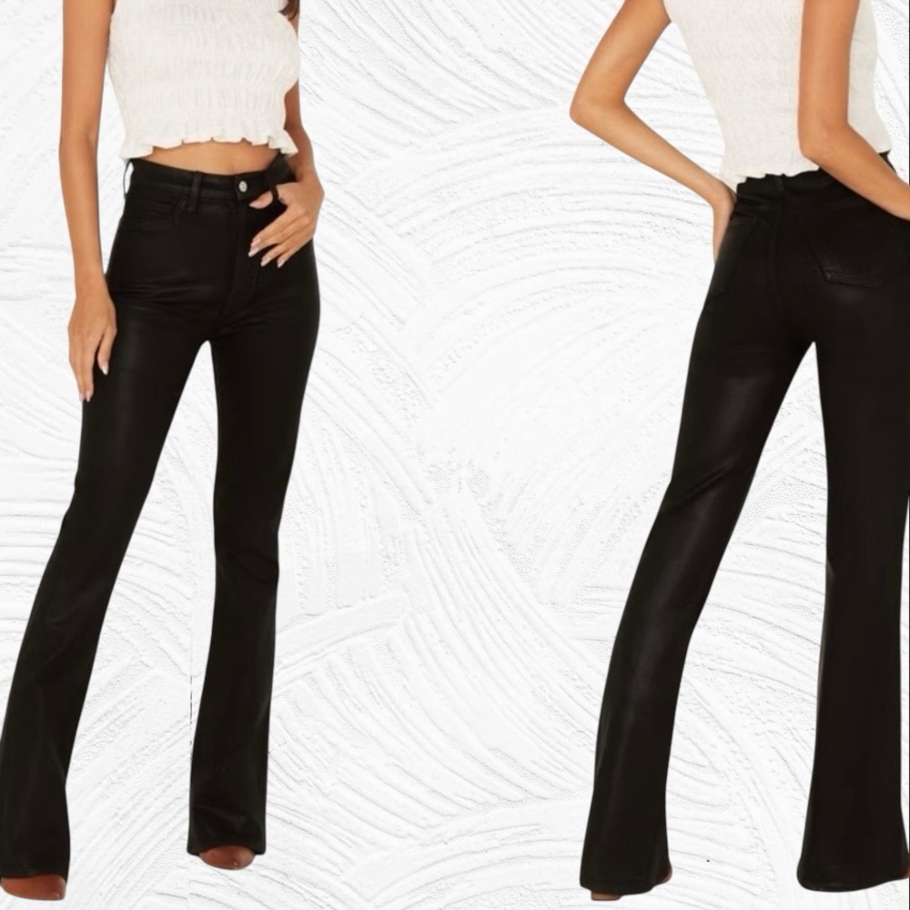 7 For All Mankind Ultra High Rise Skinny Boot in Coated Black Sz 27(35‎ inseam)